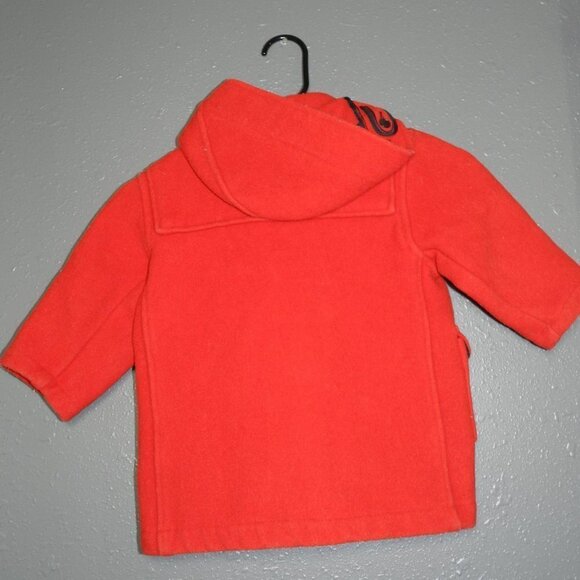Les Petits Girls Red Button Down France Hooded Coat Size 15 Inch Pit To Pit - Picture 5 of 9